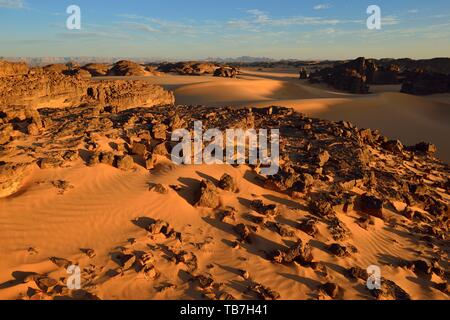 View over Timghas, Timras, Tassili n'Ajjer National Park, Sahara, Algeria Stock Photo