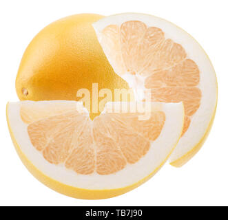pomelo with slices isolated on a white background. Stock Photo