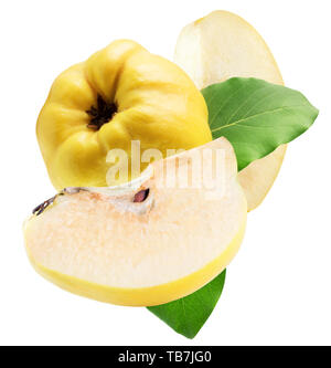 quince with slices isolated on a white background. Stock Photo