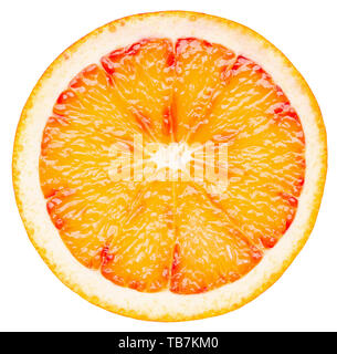 sicilian blood orange slice isolated on a white background. Stock Photo