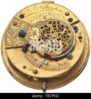 A golden verge pocket watch with outer case Greham London 1st