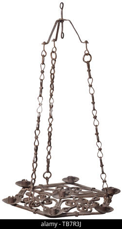 https://l450v.alamy.com/450v/tb7r3j/a-wrought-iron-chandelier-circa-1600-the-hexagonal-frame-forged-of-hoop-iron-six-candle-holders-with-drip-pans-mounted-on-the-branch-alternating-with-stylised-fleur-de-lys-decorations-in-the-centre-another-candle-holder-the-festoons-intact-with-three-drop-chains-diameter-59-cm-handicrafts-handcraft-craft-object-objects-stills-clipping-clippings-cut-out-cut-out-cut-outs-historic-historical-17th-century-additional-rights-clearance-info-not-available-tb7r3j.jpg