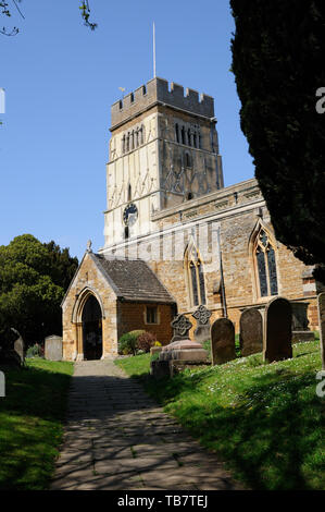 All Saints Church, Earls Barton, Northamptonshire. The Saxon tower is a textbook example of its type. Stock Photo