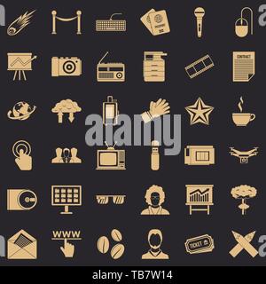 Press icons set, simple style Stock Vector