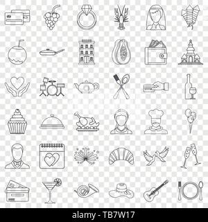 Restaurant icons set, outline style Stock Vector