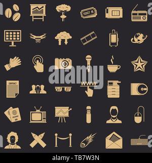 Newspaper icons set, simple style Stock Vector