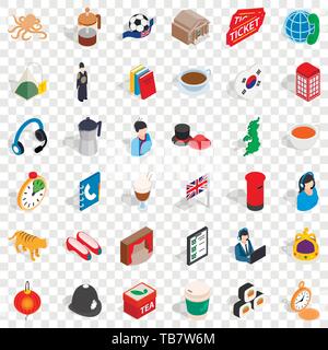 Press icons set, isometric style Stock Vector