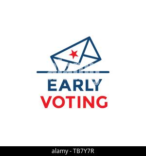 Early Voting Icon with Vote, Icon, & Patriotic Symbolism and Colors Stock Vector