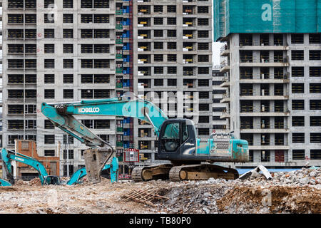 China/ Kunming 28 July 2018- Excavator working on construction site Stock Photo