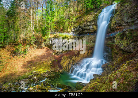 Giessbach waterfall on the Brienzersee near Interlaken, Brienz, Switzerland, Europe. Stock Photo