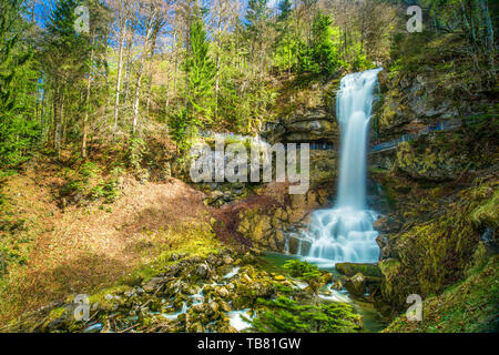 Giessbach waterfall on the Brienzersee near Interlaken, Brienz, Switzerland, Europe. Stock Photo