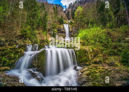 Giessbach waterfall on the Brienzersee near Interlaken, Brienz, Switzerland, Europe. Stock Photo