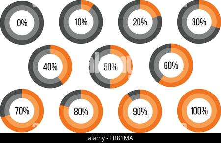 Circle percent Diagram Pie Charts Infographic Elements. Progress Wheel. Vector illustration isolated Stock Vector