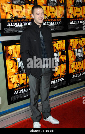 LOS ANGELES, CA. January 03, 2007: JUSTIN TIMBERLAKE at the world premiere of his new movie 'Alpha Dog' at the Arclight Theatre, Hollywood. Stock Photo