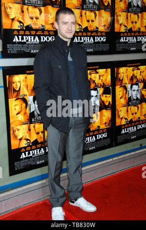 LOS ANGELES, CA. January 03, 2007: JUSTIN TIMBERLAKE at the world premiere of his new movie 'Alpha Dog' at the Arclight Theatre, Hollywood. Stock Photo