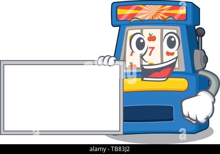 With board slot machine in the mascot shape Stock Vector