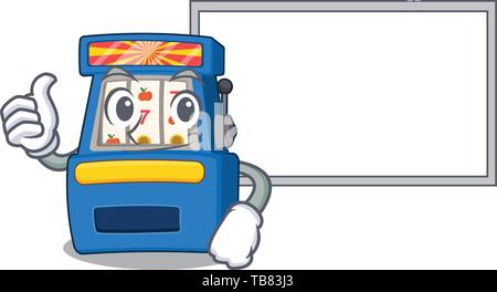 Thumbs up with board slot machine in the mascot shape Stock Vector