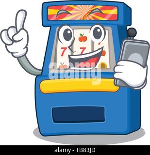With phone slot machine in the mascot shape Stock Vector