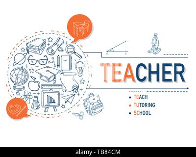 Teacher icons collection illustration design.vector Stock Vector