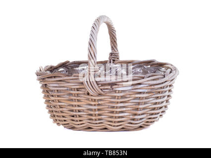 Handmade basket isolated on a white background Stock Photo