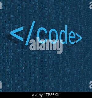 Binary code digital technology background. Computer data by 0 and 1. Algorithm Binary Data Code, Decryption and Encoding. Vector illustration. Stock Vector