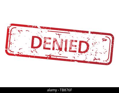 Rectangle red stamp with the words denied on white background Stock Vector