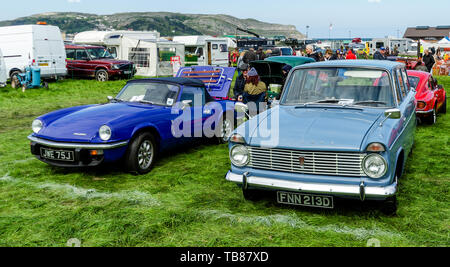 Llandudno, UK - May 5, 2019: The Llandudno Transport Festival 2019 saw a large turnout of classic motor cars. Llantransfest is held alongside the annu Stock Photo