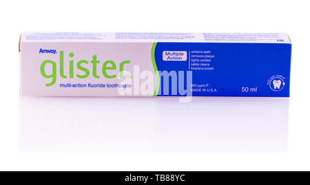 Chisinau, Moldova 12 - January 2017:: Glister toothpaste box on the white background. Stock Photo