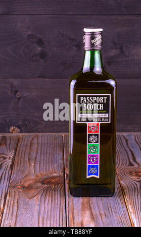 Chisinau, Moldova 13 January 2017: Passport Scotch blended whisky isolated on white. Passport Scotch is a brand of whisky exported from Scotland by Se Stock Photo