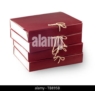 Paper documents stacked in archive isolated on white background Stock Photo