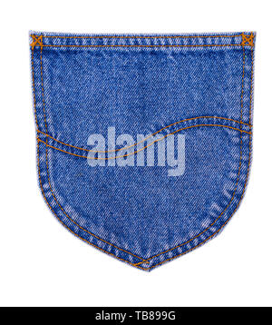 the back pocket of jeans on white background Stock Photo