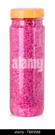 colored bath salts with a transparent jar Stock Photo