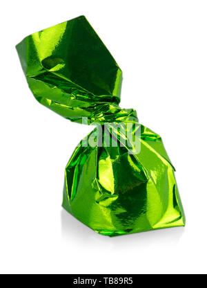 One Single colorful candy close up isolated on white background Stock Photo