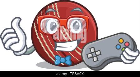 Gamer cricket ball in the cartoon shape Stock Vector