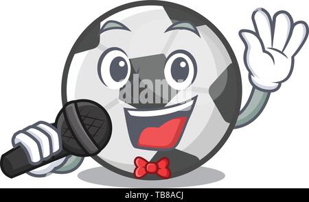 Singing soccer ball in a cartoon basket Stock Vector