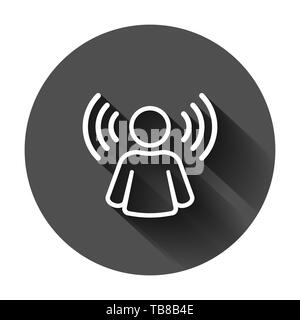 Mind awareness icon in flat style. Idea human vector illustration on black round background with long shadow. Customer brain business concept. Stock Vector