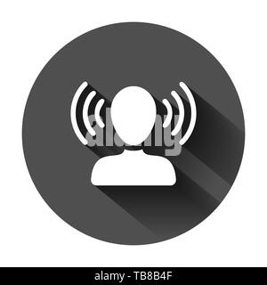 Mind awareness icon in flat style. Idea human vector illustration on black round background with long shadow. Customer brain business concept. Stock Vector