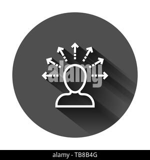 Mind awareness icon in flat style. Idea human vector illustration on black round background with long shadow. Customer brain business concept. Stock Vector