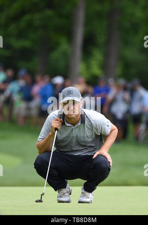 Dublin, OH, USA. 30th May, 2019. Rickie Fowler plays a shot on the ...