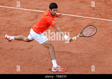 Paris, France 30th May. Novak Djokovic (SRB) in action during the French Open Tennis at Stade Roland-Garros, Paris on Thursday 30th May 2019. (Credit: Jon Bromley | MI News) Stock Photo