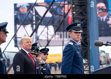 U.S President Donald Trump during the U.S. Air Force Academy Graduation Ceremony at the USAF Academy Falcon Stadium May 30, 2019 in Colorado Springs, Colorado. Credit: Planetpix/Alamy Live News Stock Photo