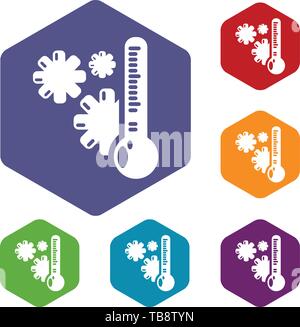 Cold icons vector hexahedron Stock Vector