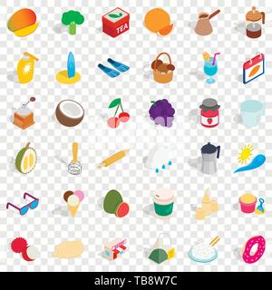 Sweet icons set, isometric style Stock Vector