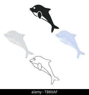 Dolphin icon cartoon,black. Singe animal icon from the big animals cartoon,. Stock Vector