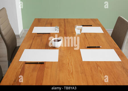 Empty conference room prepared for meeting Stock Photo