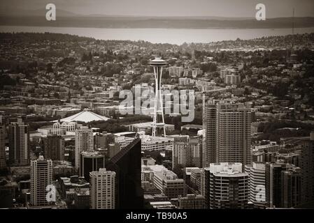 Seattle rooftop panorama view with urban architecture. Stock Photo