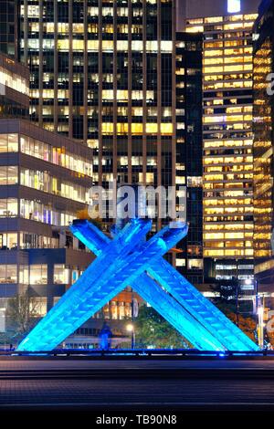 . VANCOUVER,BC - AUG 17: Jack Poole Plaza and Olympics torch on August 17,2015 in Vancouver,Canada With 603k population,it is one of the most ethni Stock Photo