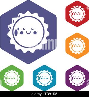 Sun icons vector hexahedron Stock Vector