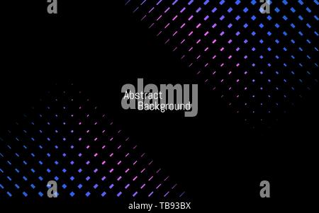 Abstract dark stylish background. Blue and purple backdrop. Color dotted lines on black background. Vector illustration. Stock Vector