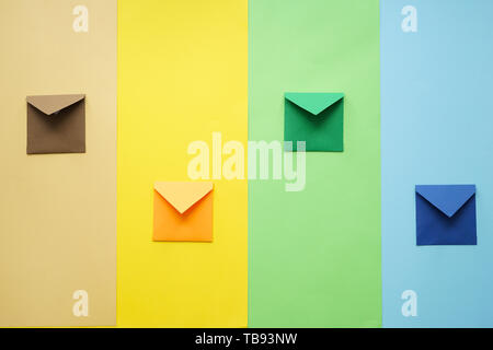 Different envelopes on color background Stock Photo